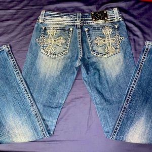 Miss Me Bootcut Rhinestone Cross Jeans size 32 Bling jeans bought from Buckle